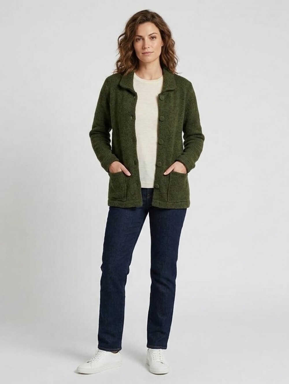 Alpaca Warehouse Olive Green Knit Cardigan Jacket -M. #67